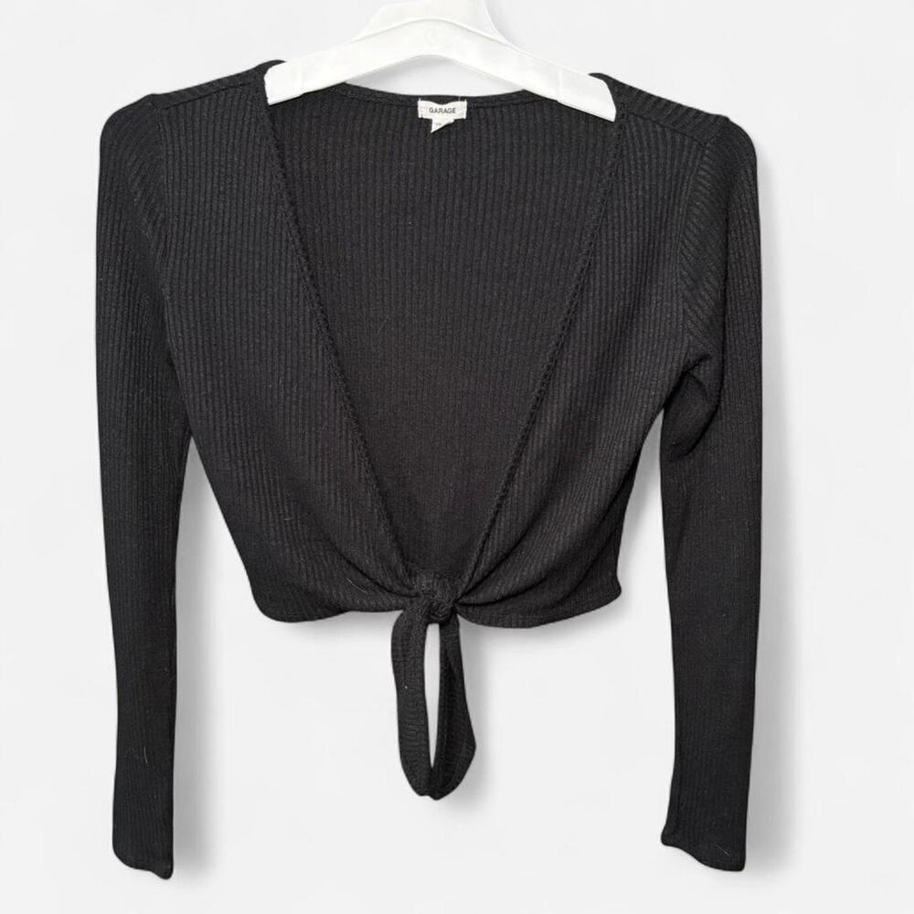 GARAGE Women's XS Black Ribbed Crop Top Casual Knit